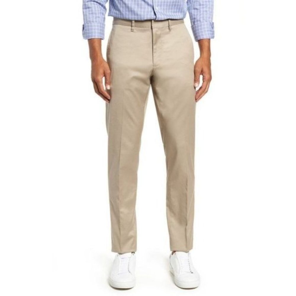 Nordstrom Athletic Fit Leg Non-Iron Khaki Dress Pants Tan 34